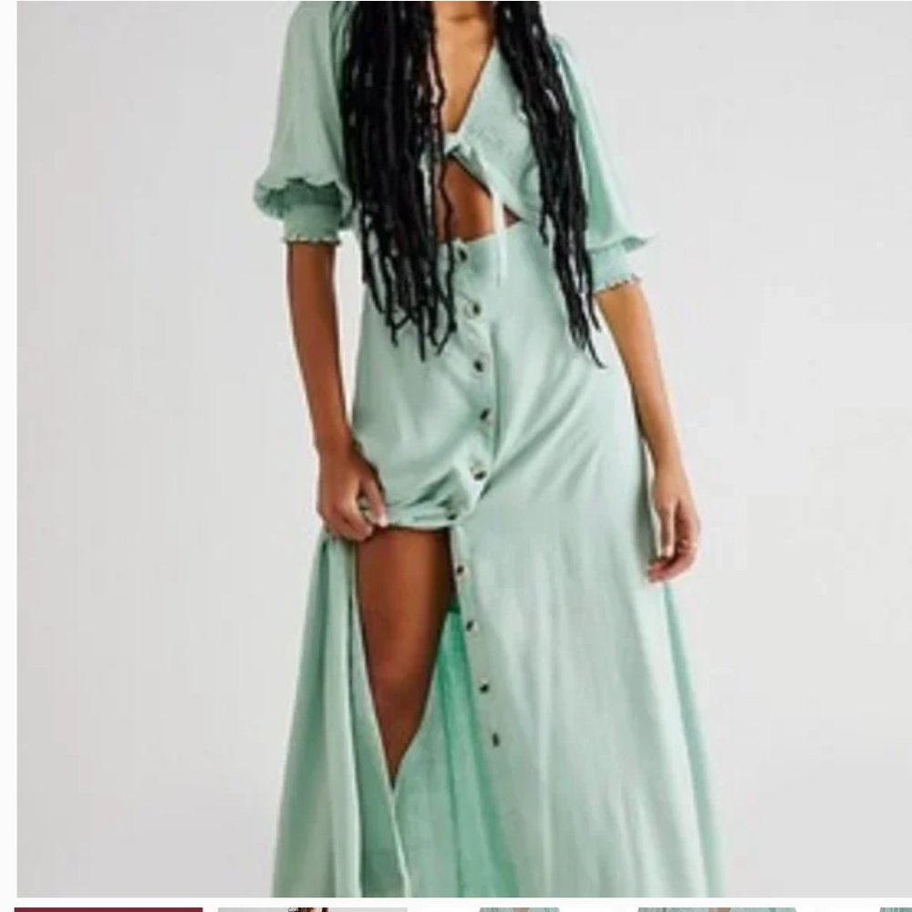 NWOT Free People String of Hearts Chambray Maxi Dress